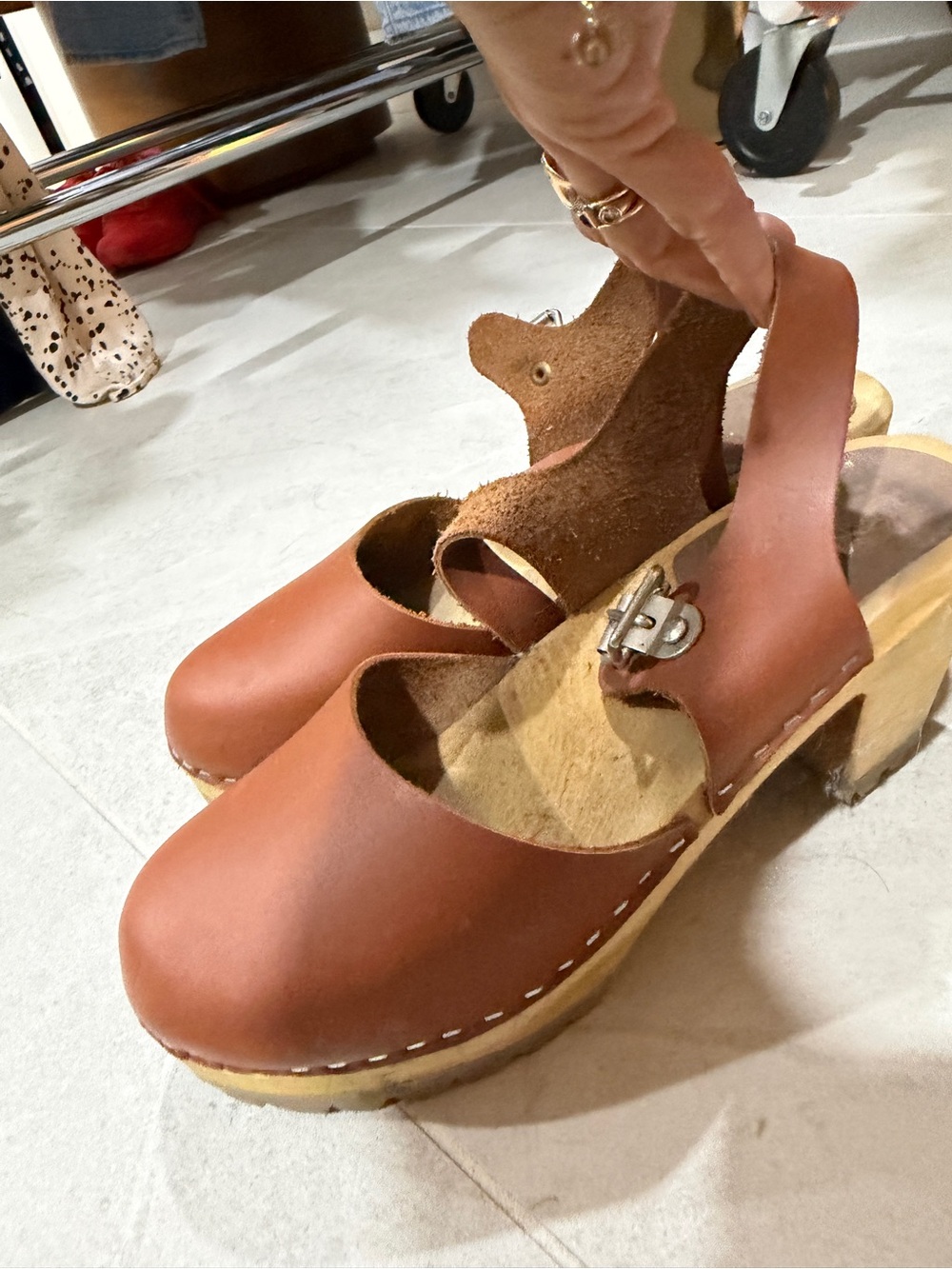 MIA Brown Leather Clog Mules